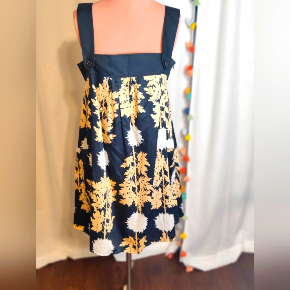 Marimekko Navy and Yellow Floral Mini Dress